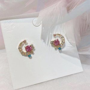 3/$30 Crescent Moon Star Stud Earrings